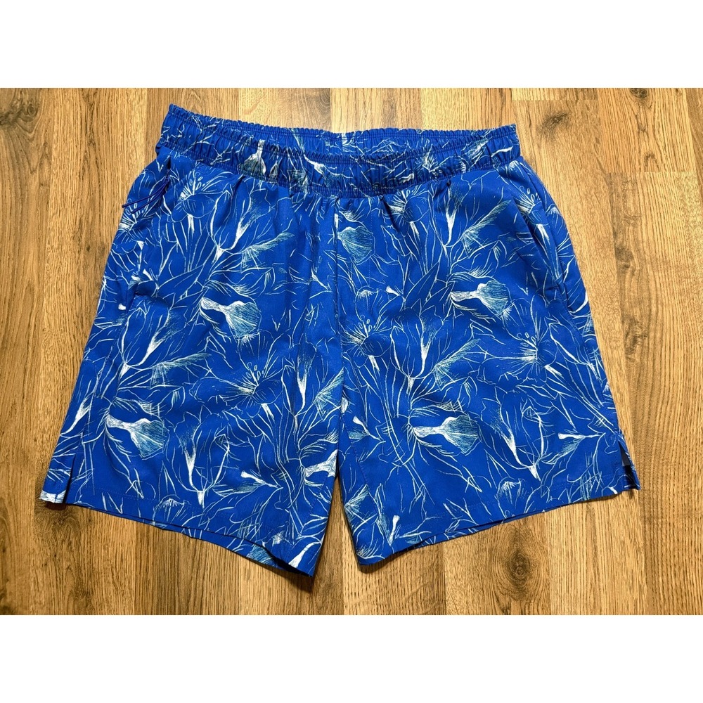 All In Motion Shorts Mens Medium Blue Green White Swim Trunks Tie Waist inside